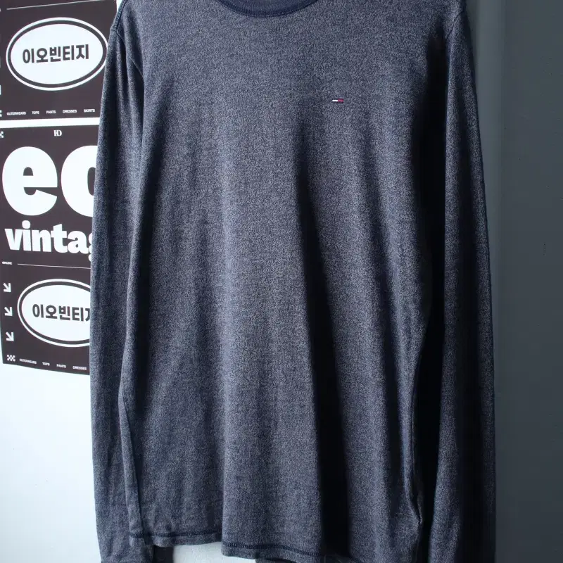 (L-XL) 타미힐피거 긴팔티셔츠 멜란지 블루 올드스쿨-H38141
