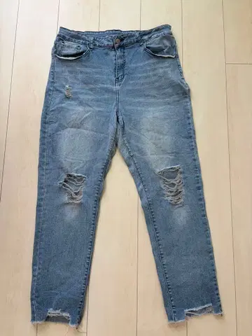 청바지 데미지 XL 파랑 데님 캐주얼 데이트 컷오프