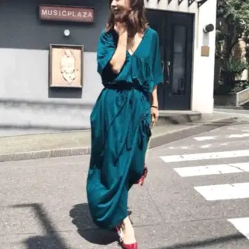 Ameri VINTAGE [ DRAW STRING CUT DRESS ] 블루