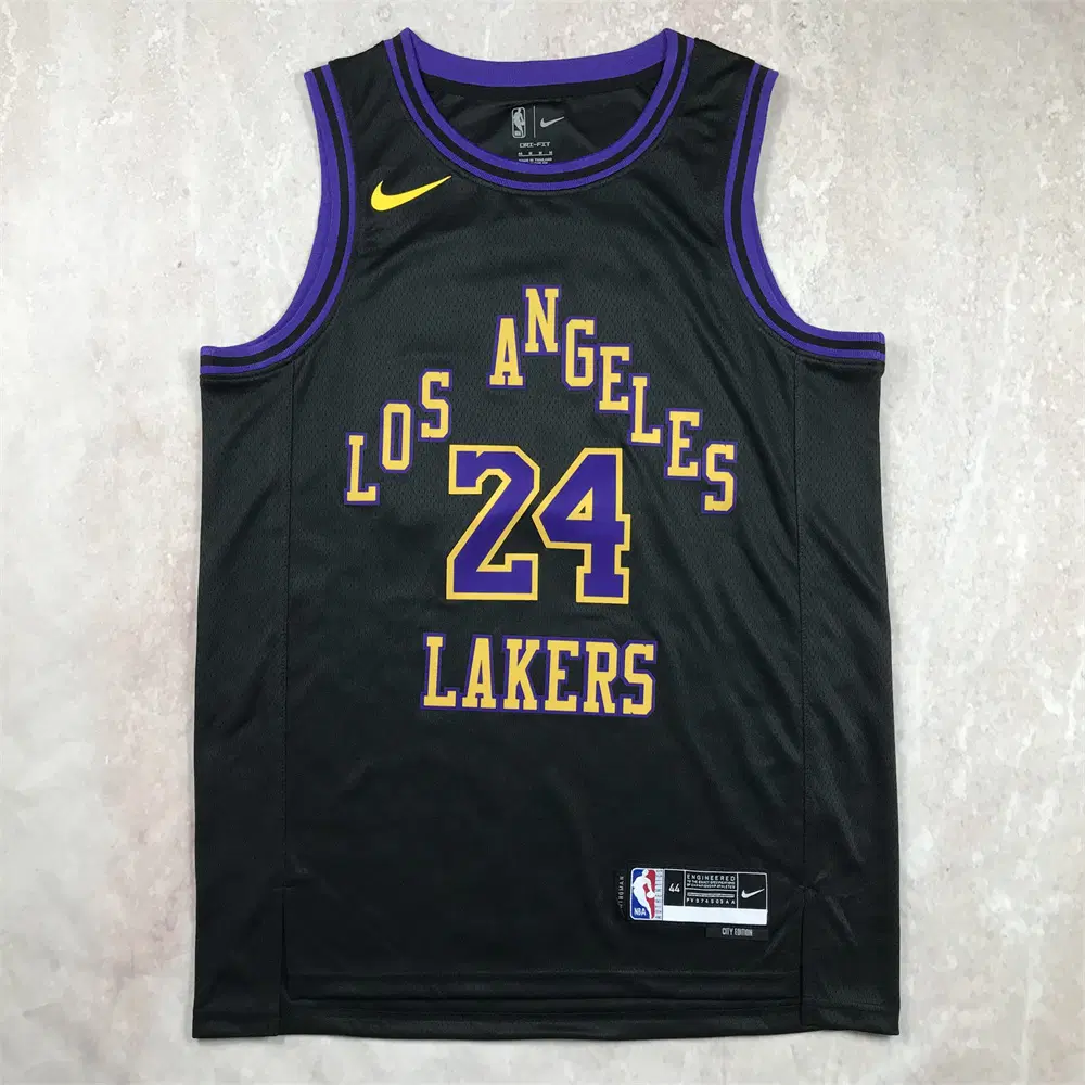 NBA 레이커스 브라이언트 24번 블랙 시티 에디션 농구 유니폼 남녀공용 저지