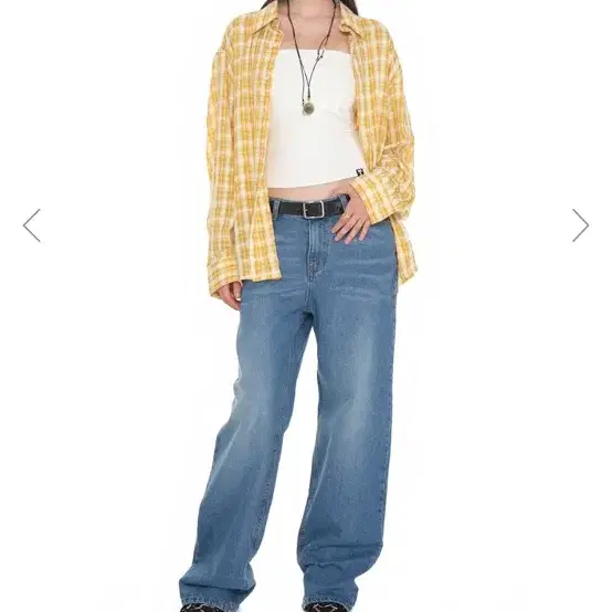 투머치택스 WESTERN PLAID OVERSIZFR SHIRT (YELLOW)