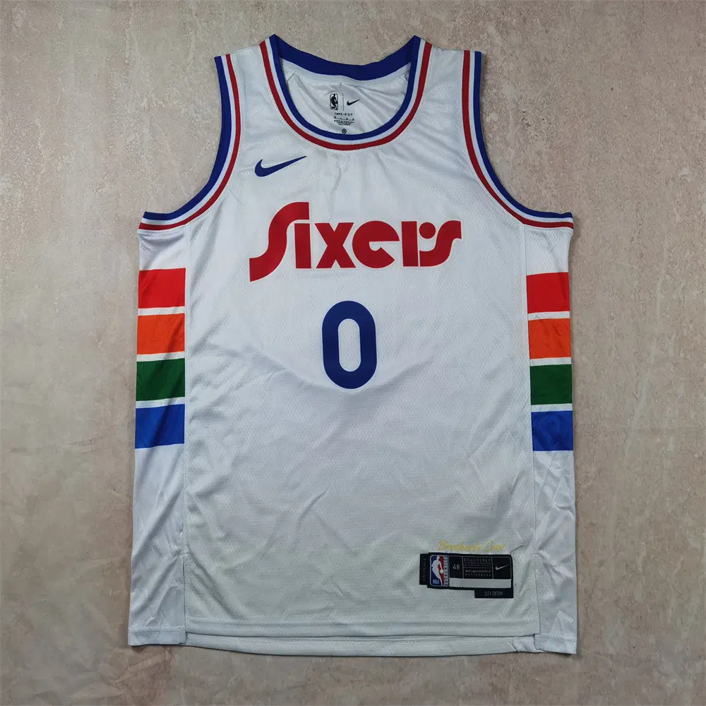 NBA 필라델피아 76ers 맥시 0번 시티 에디션 농구 유니폼 남성용 반팔 저지
