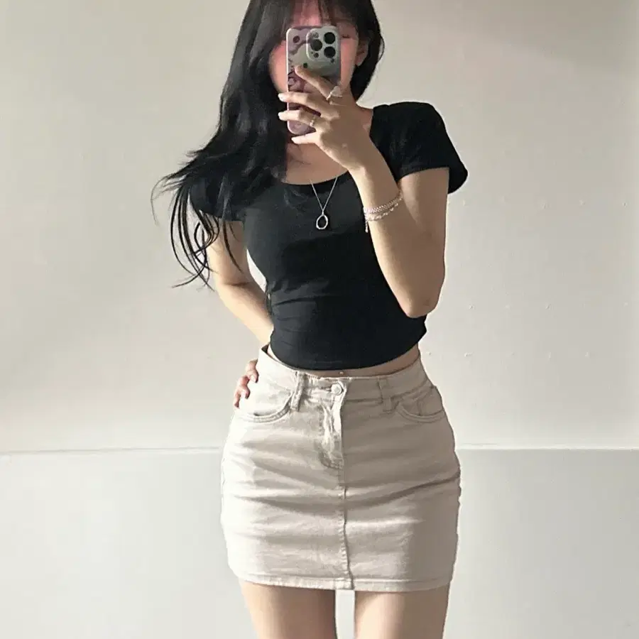 새상품 히프나틱 하이핏 컬러 치마바지 m