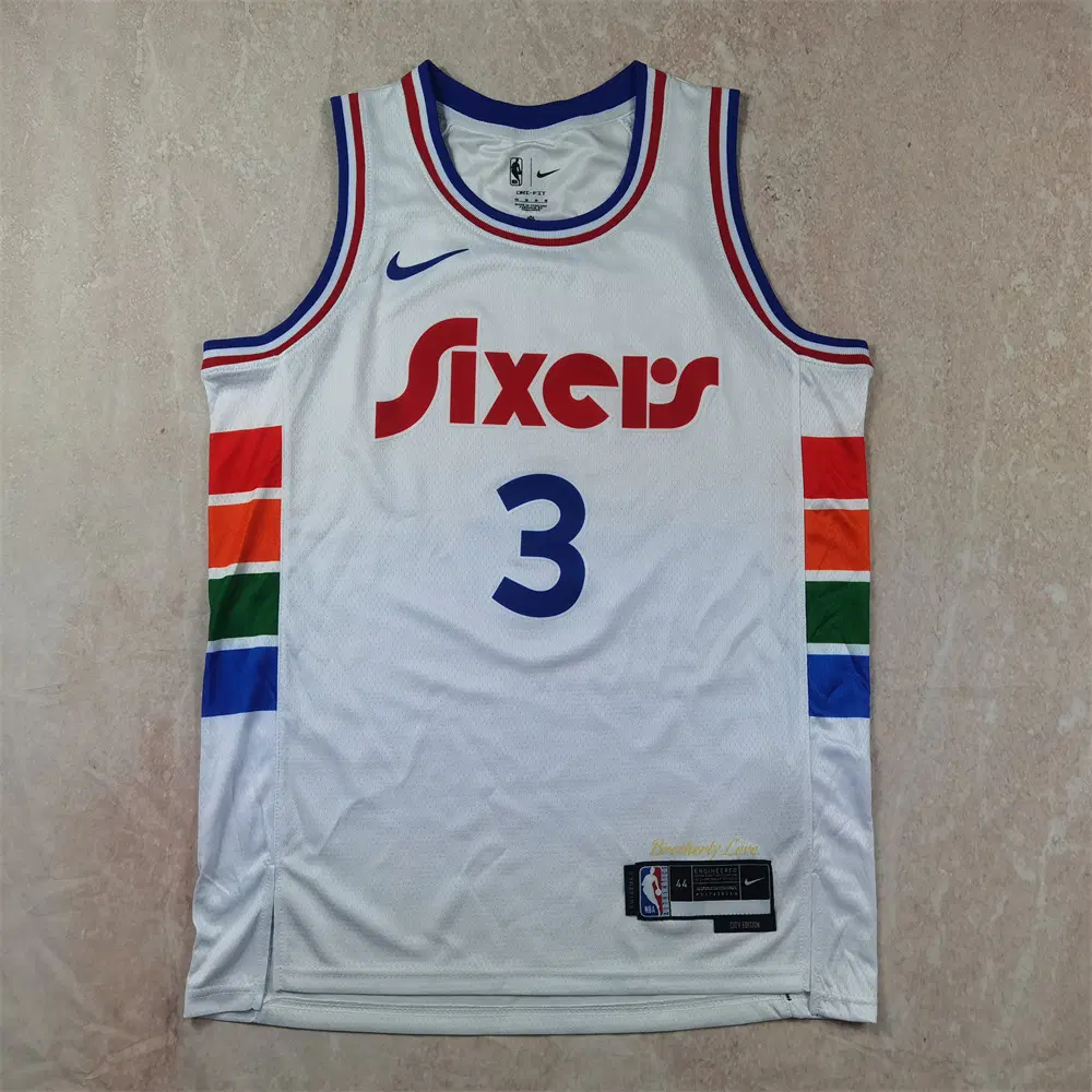 NBA 필라델피아 76ers 아이버슨 3번 시티 에디션 농구 유니폼 남성용 저지
