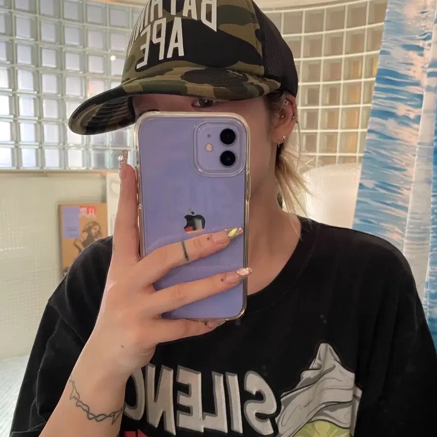 Bape 베이프 1st camo nyc logo mesh cap