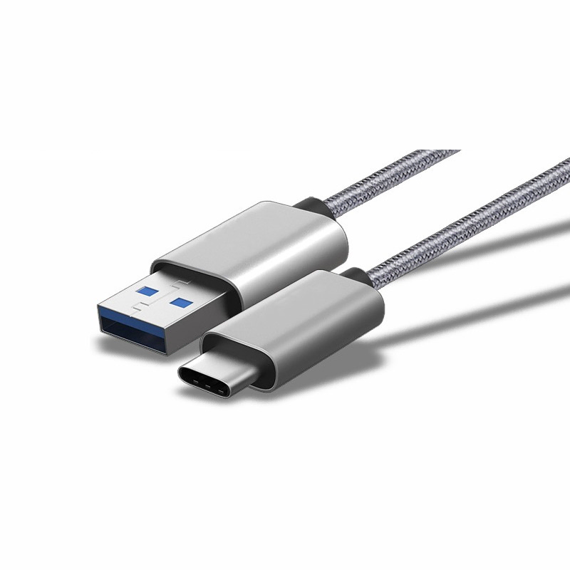USB 3A 고속충전 데이터 케이블 A to C 0.5m 메탈실버