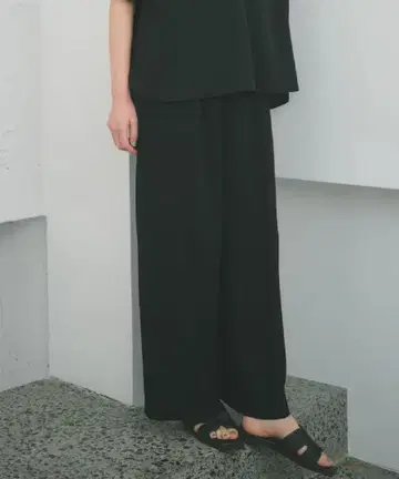 여성용 블랙 와이드 팬츠