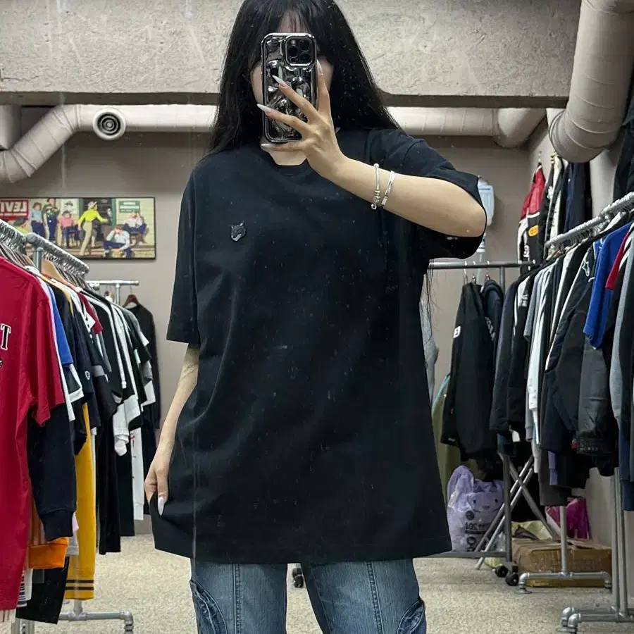 메종키츠네 볼드 폭스 패치 반팔 티셔츠 블랙 S298