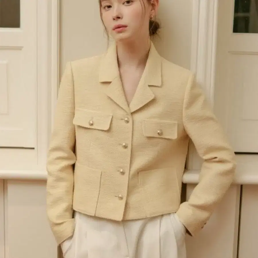 룩캐스트 자스민 트위드자켓 베이지m