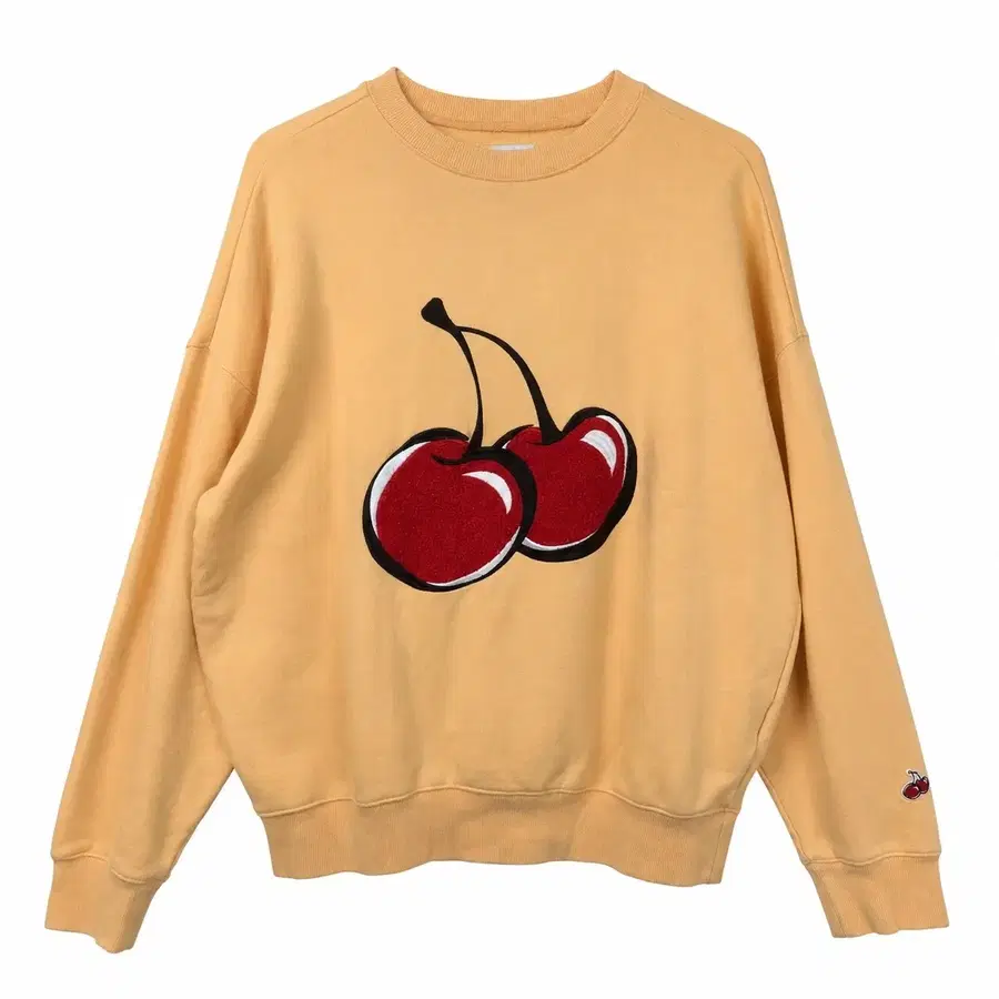여 프리(~2XL) 키르시 오렌지 체리 빅로고 기모 맨투맨 티셔츠