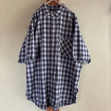 퀵실버 오픈 카라 체크 셔츠 L 네이비 서프
