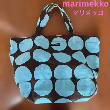 [ marimekko ] 인기 마리메꼬 토트백 도트 브라운 스카이블루