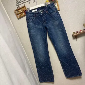 새상품급 ZARA 로우라이즈 와이드 레그 큐빅 데님