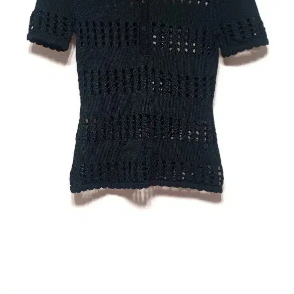 정품] 돌체앤가바나(DOLCE & GABBANA) 시스루 크로셰 반팔 칼라 니트 (블랙 / 38)