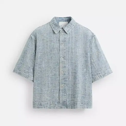 자라 맨즈 ZARA 자카드 데님 반팔셔츠 XL 민트급