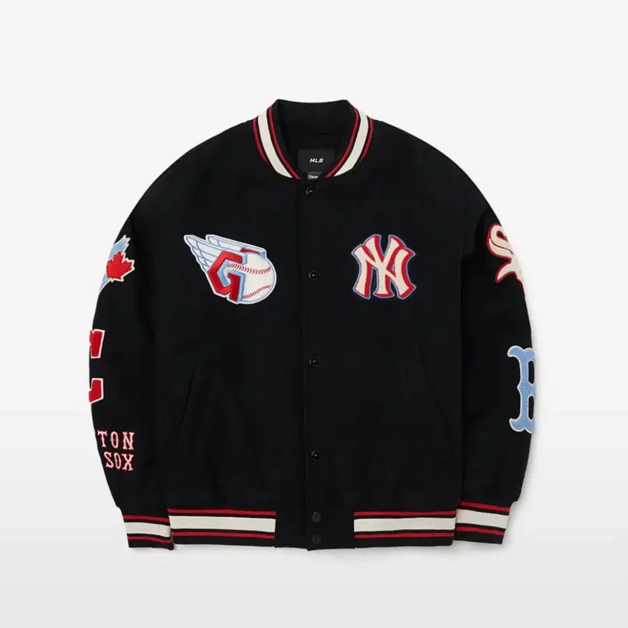 멀티로고 와펜 바시티 자켓 MLB (Black)