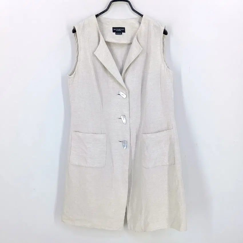 김영주 여성 춘하 마100%민소매자켓 오트밀85 (HU46682)