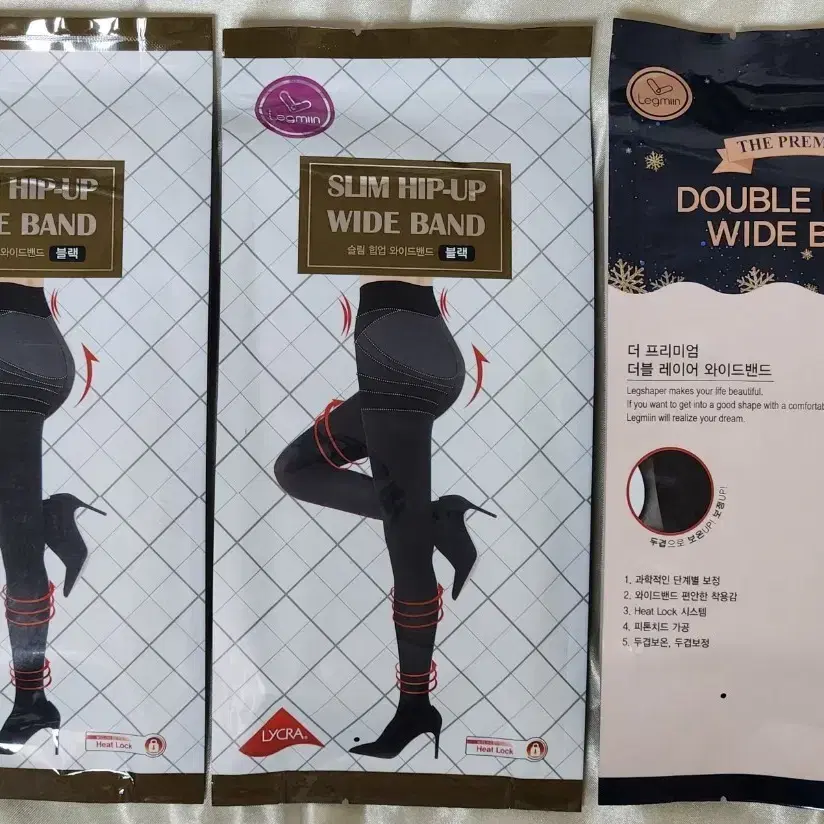 레그민 슬림 힙업 와이드 밴드 팬티스타킹 블랙 3족