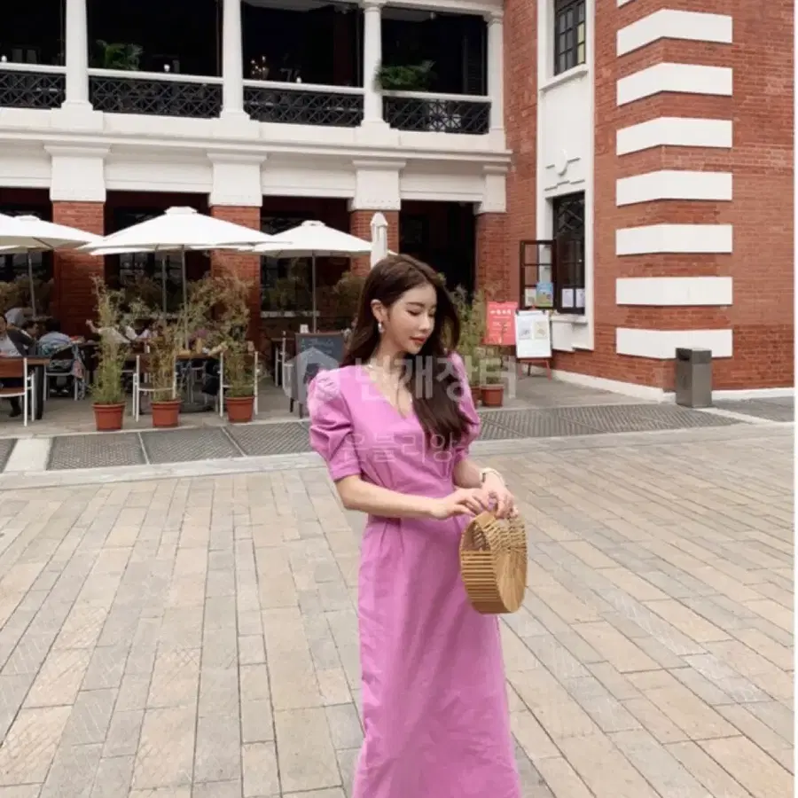 더무드 푸시아핑크 롱원피스