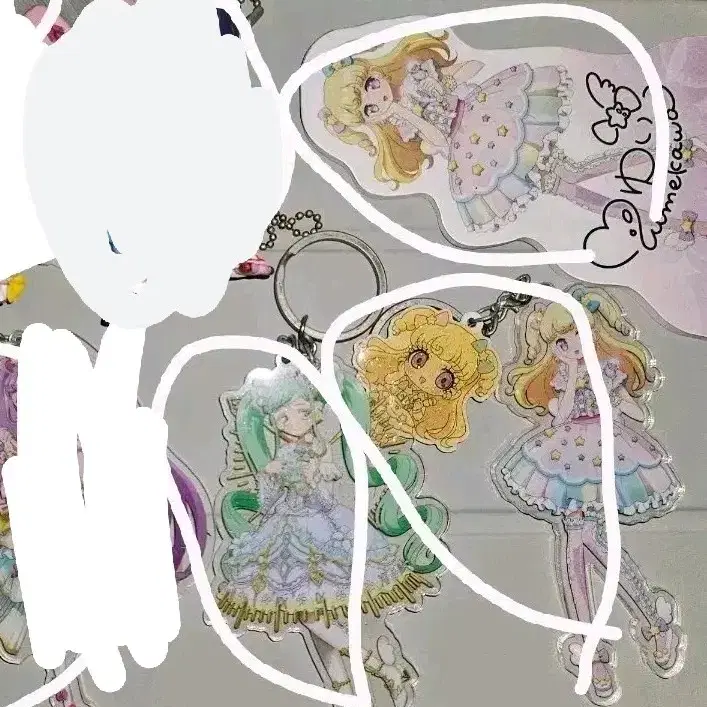 프리파라 고전 드리싱파페 라라 유이 파라라  아크릴 키링, 피규어, 뱃지 세트