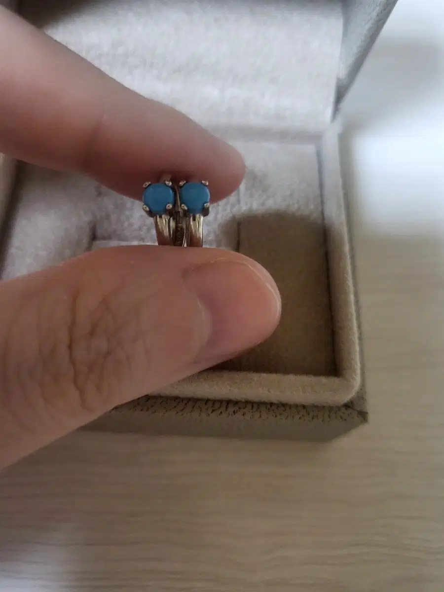 14k 터키석 리얼화이트 귀걸이