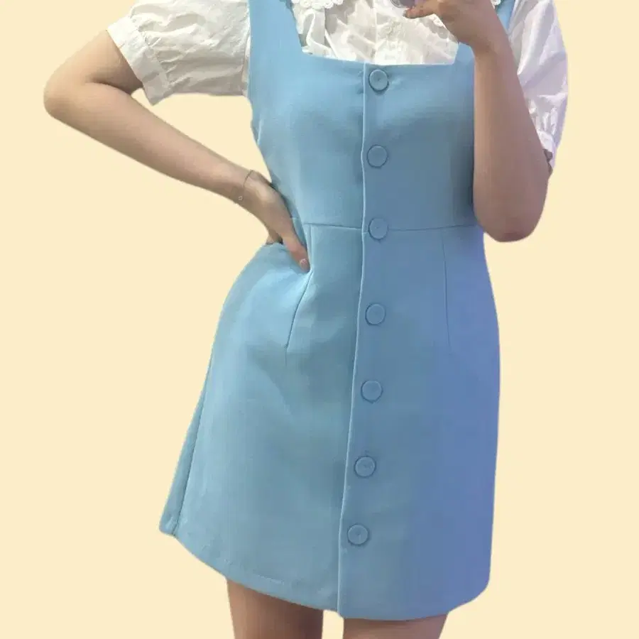 (새상품)청순 뷔스티에 소라색 미니원피스