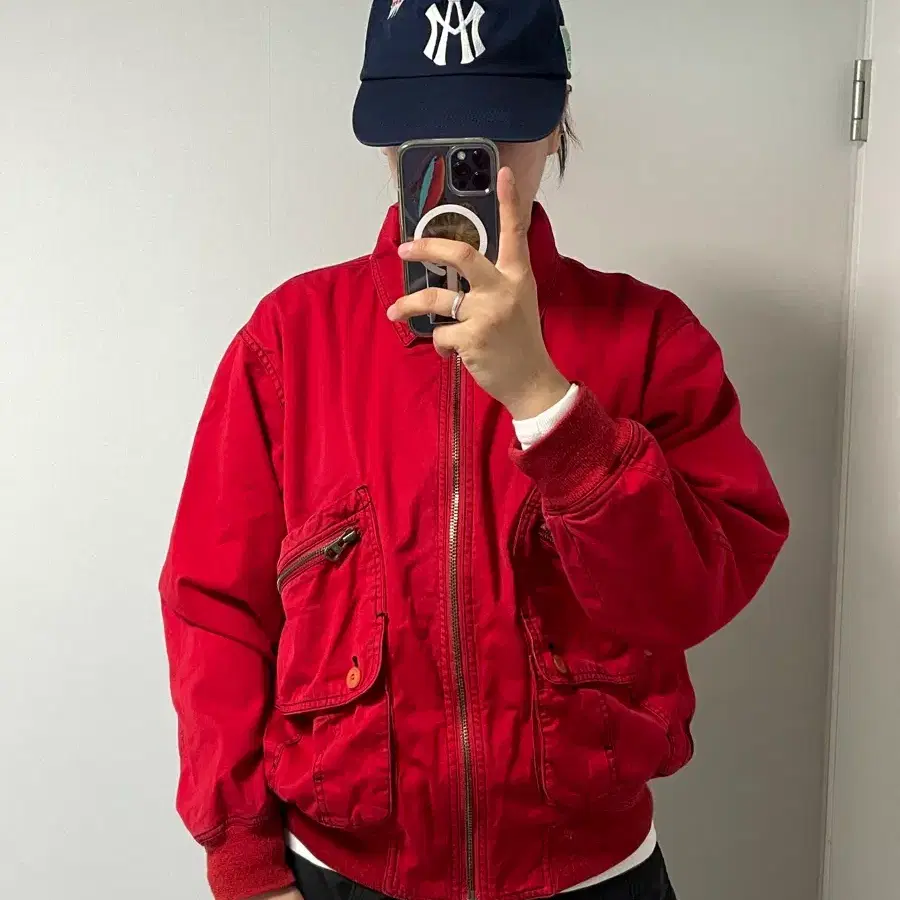 90 미치코 코시노 런던 빈티지 레드 블루종 자켓