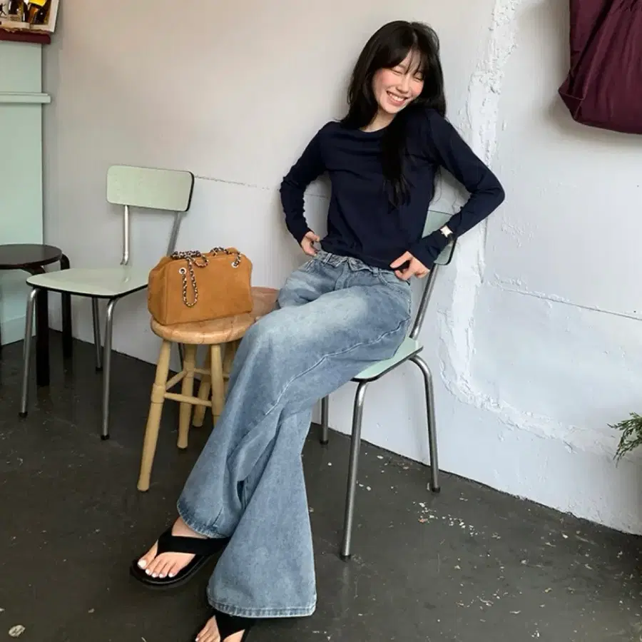 프릴리 폴드 와이드 데님