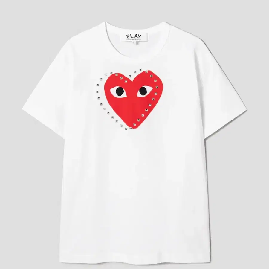 풀레이 꼼데가르송 (Unisex) Red Heart Print Stud