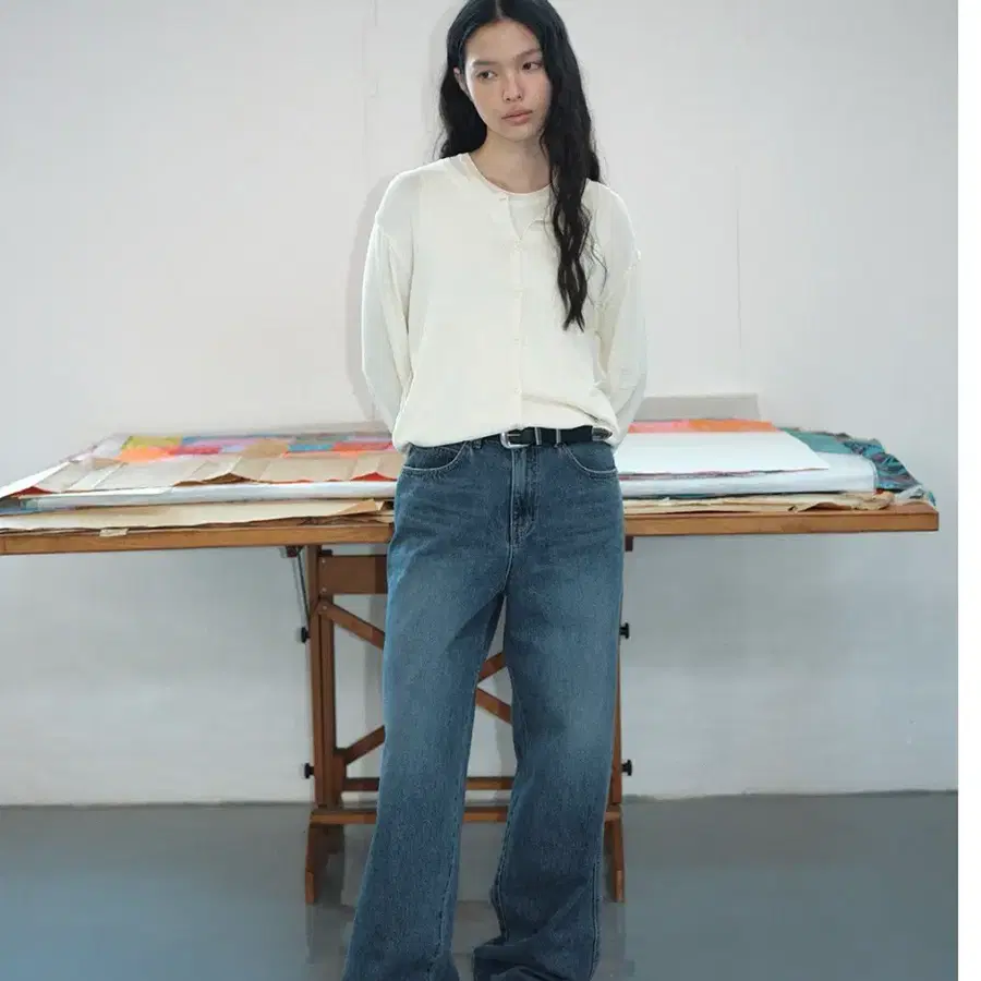 Tenuve 테누브 세미 와이드 블루 데님 s