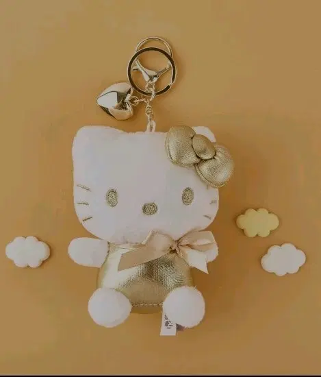 산리오 헬로키티 골드하트 키링 13cm