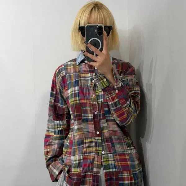 L 폴로 랄프 로렌 패치워크 마드라스 셔츠
