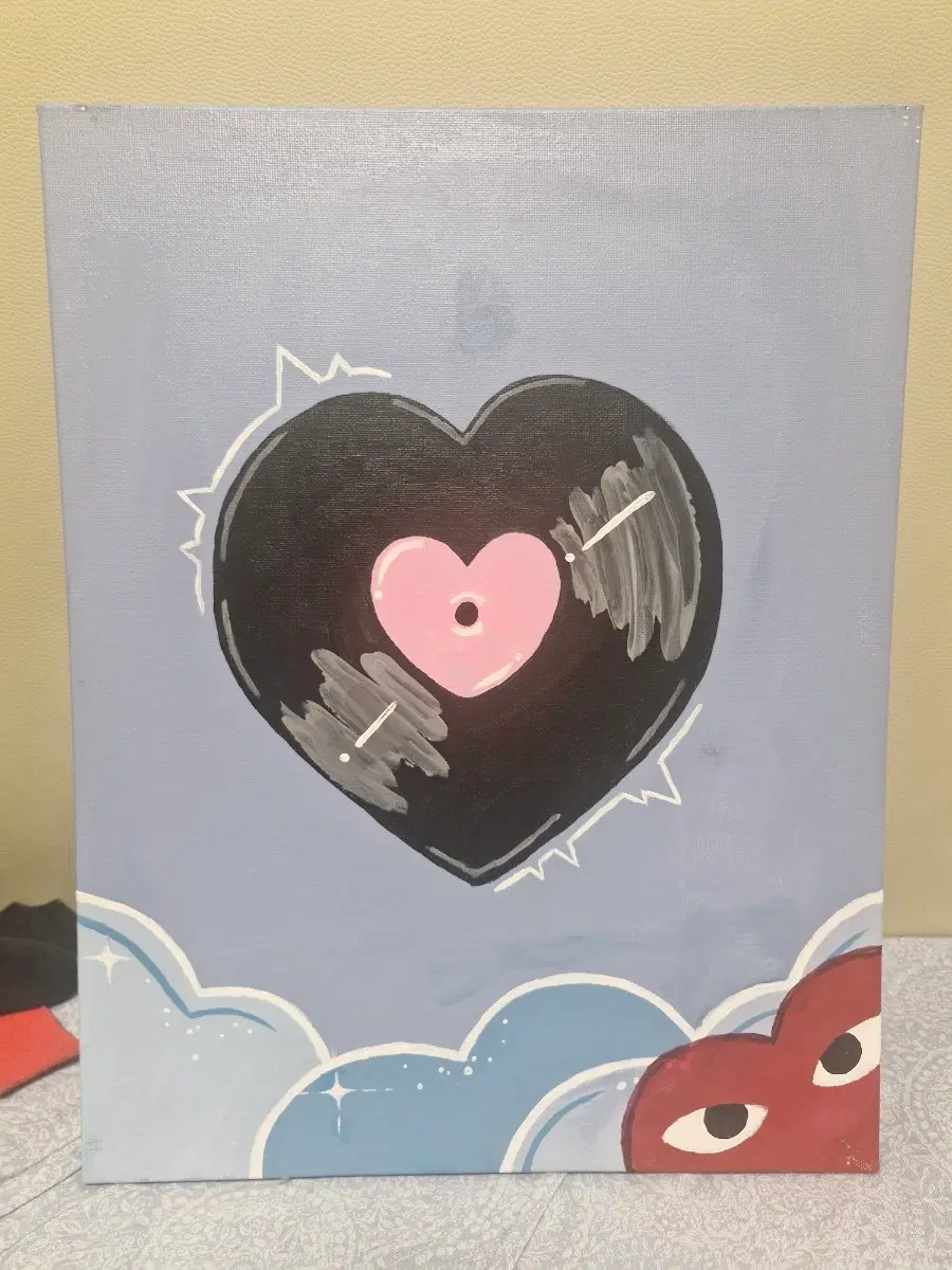직접 그린 하트 원반그림