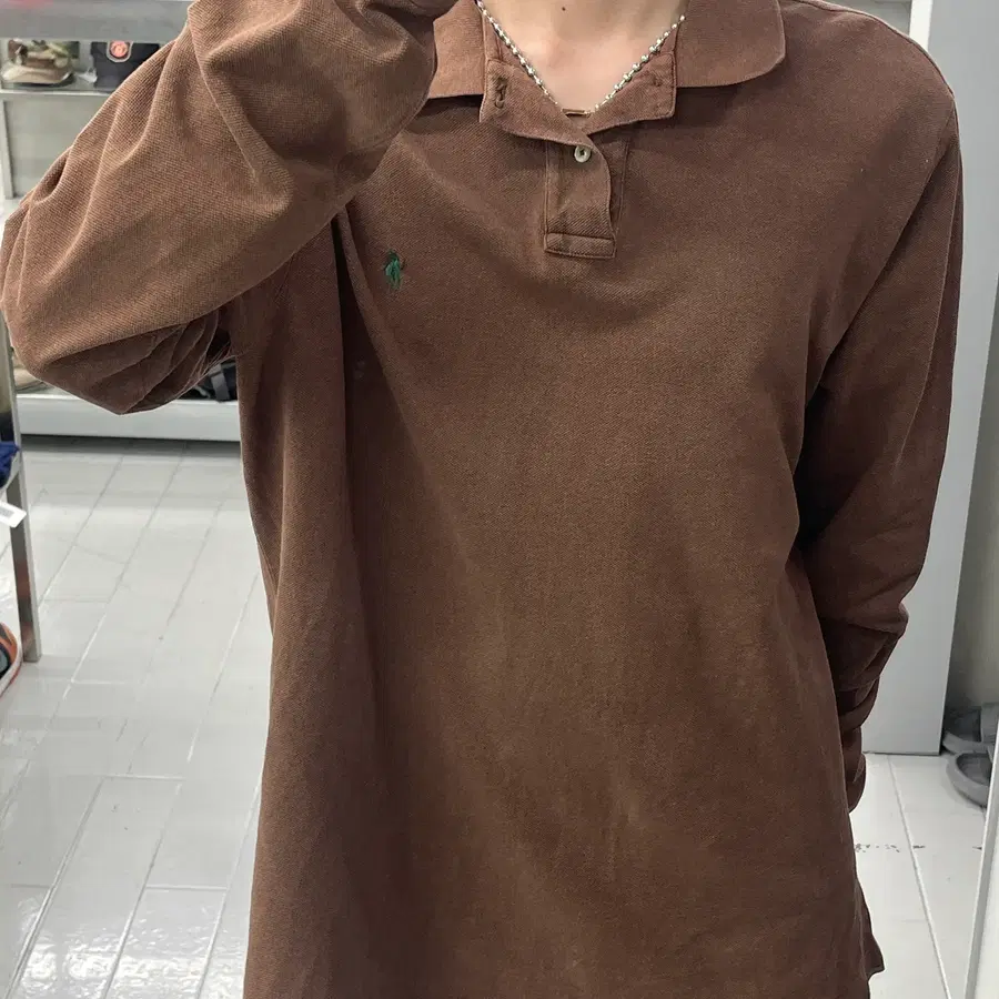 (L) 폴로 랄프 로렌 브라운 코튼 카라티