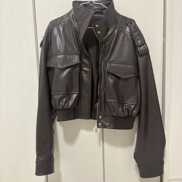 ZARA 페이크 레더 자켓 브라운 S
