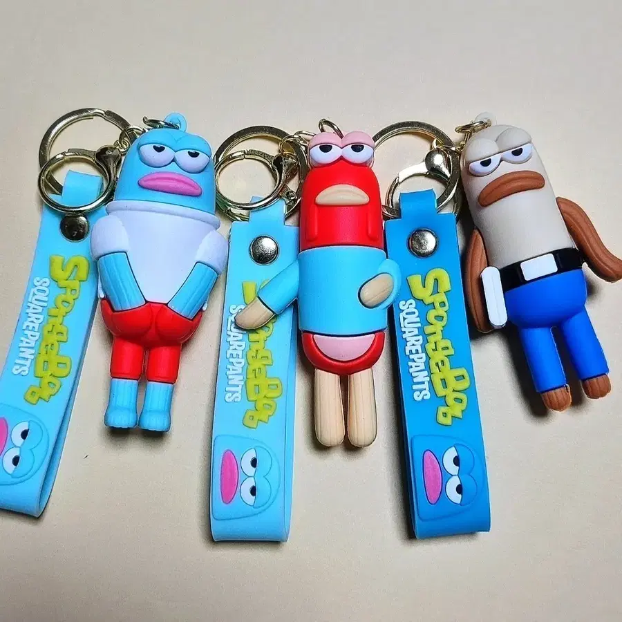 스펀지밥 비키니시티 실리콘키링 새상품 3개 같이 세트