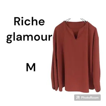 Riche 리셰 글래머 긴팔 블라우스 M 무지 홍차 루즈핏 심플