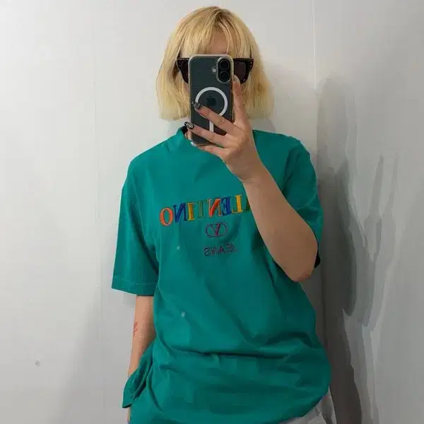 M 90s 빈티지 발렌티노 진스 반팔 티셔츠