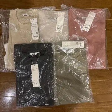 UNIQLO U 에어리즘 코튼 오버사이즈 티셔츠 5부 소매 5색 세트