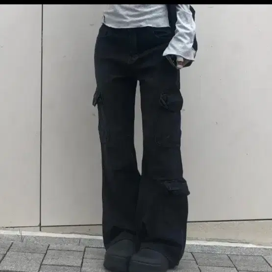 softie 카고 블랙 데님 L사이즈