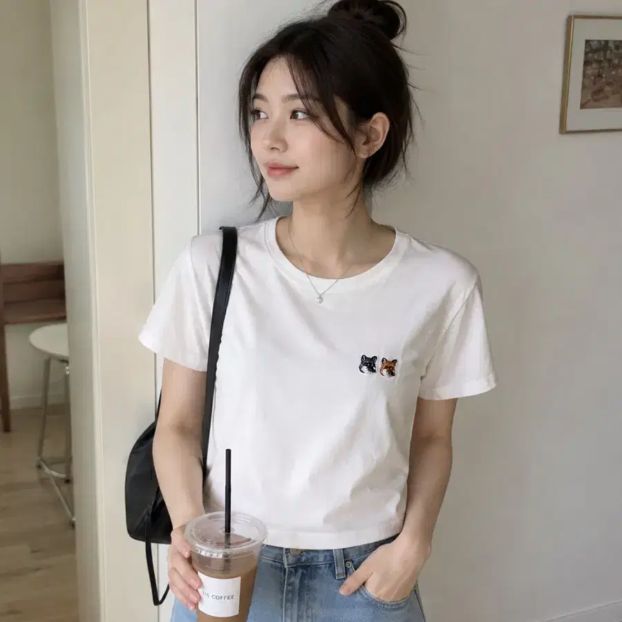 메종키츠네 더블폭스 패치 라운드 반팔 티셔츠