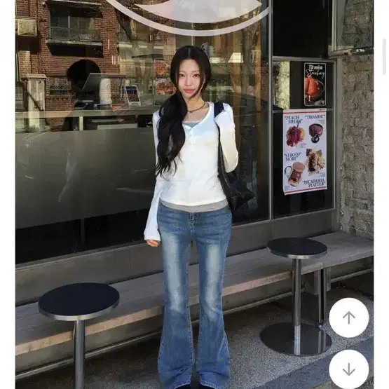 무드라벨 슬림핏 워싱 부츠컷 밴딩 팬츠 진청 L사이즈