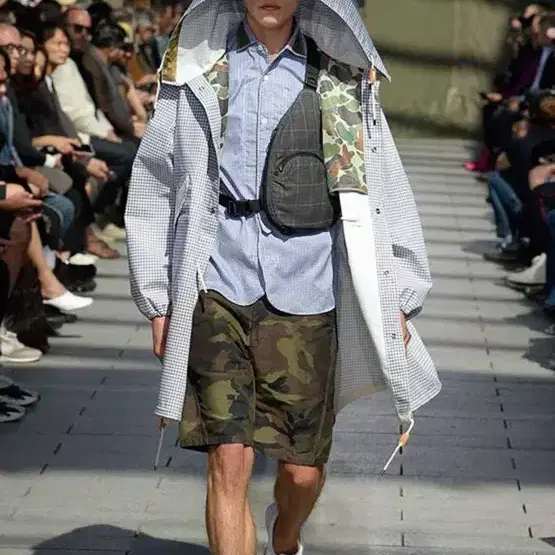 준야 와타나베 2019 S/S 체크 후드 코트 카모