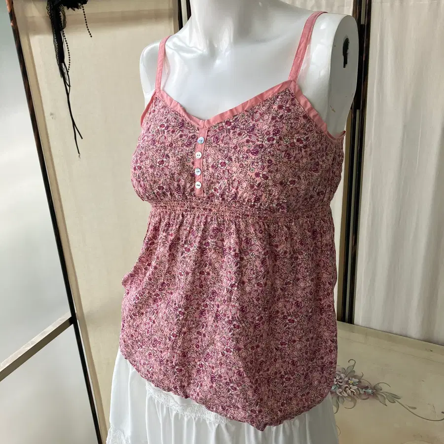pink floral string sleeveless