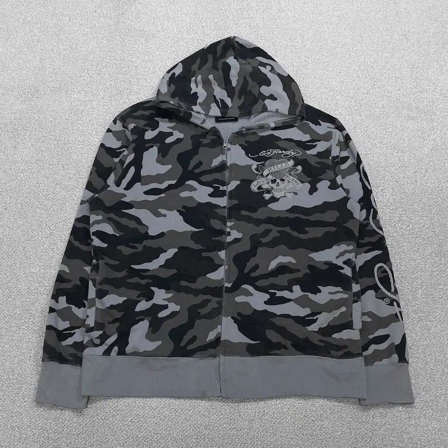 에드하디 Edhardy y2k 펑크 카모 후드집업