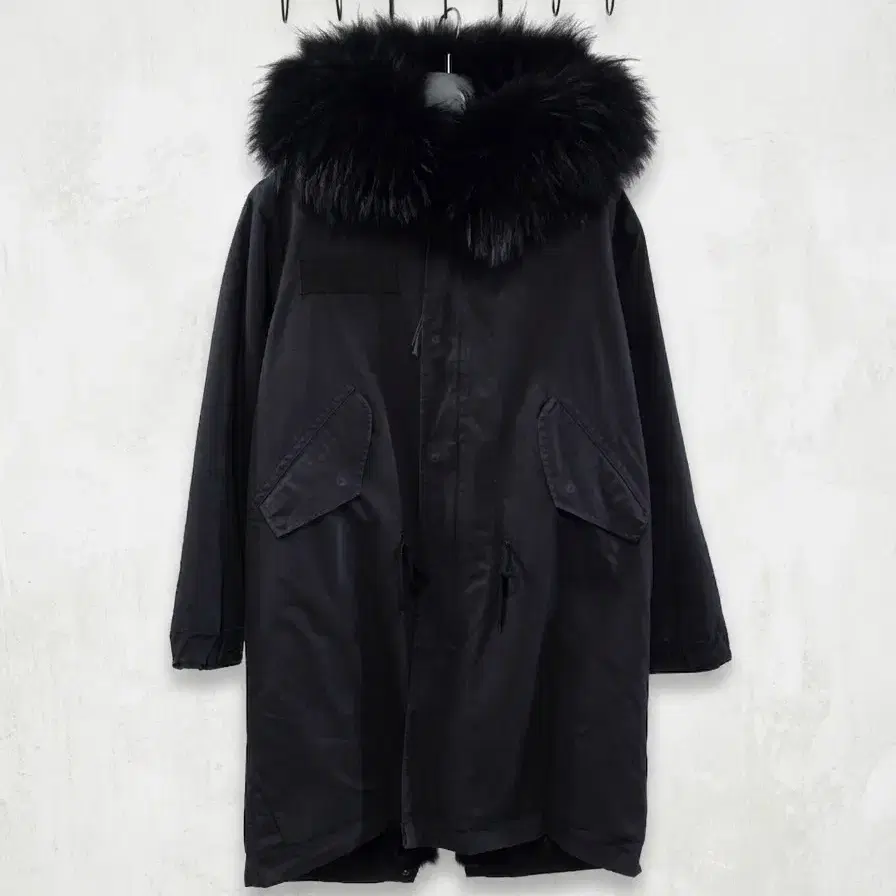 Mr & Mrs Furs 폭스퍼 라이닝 롱 야상 파카 블랙 M
