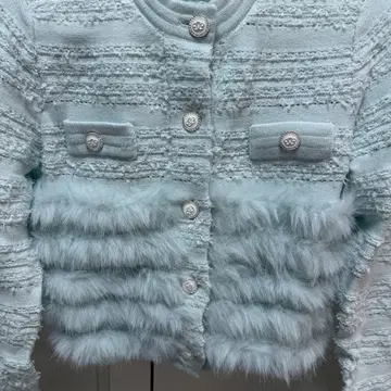 새상품급) Lumignon Lumi tweed-like fur knit 블루화이트 | 니트