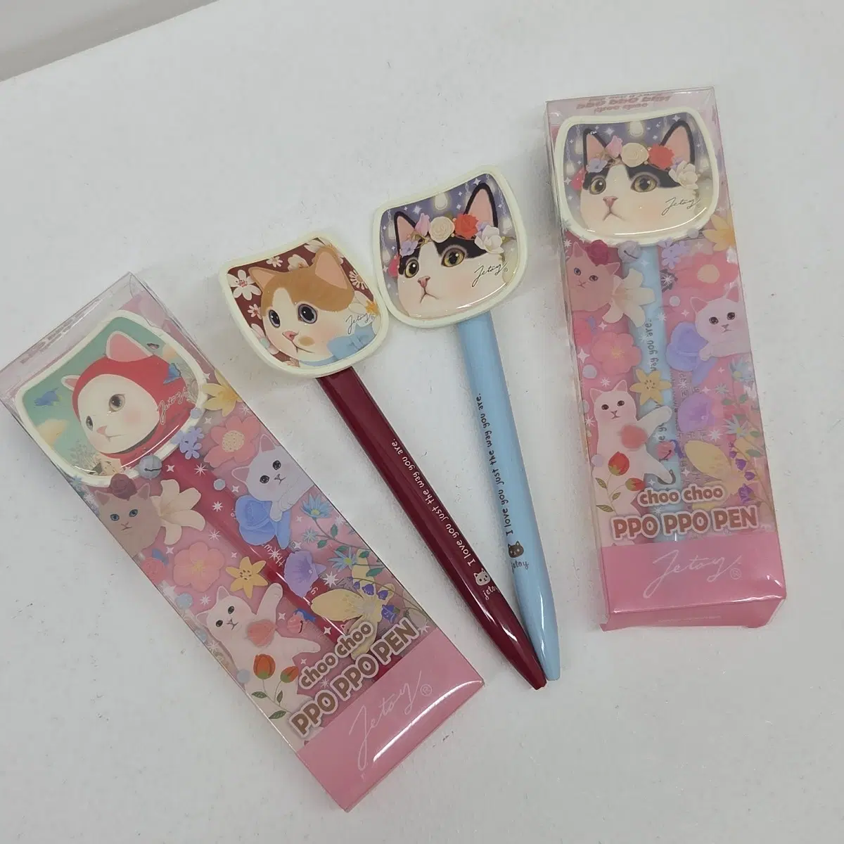(새상품)초초 뽀뽀펜 고양이 디자인 볼펜 4개 일괄