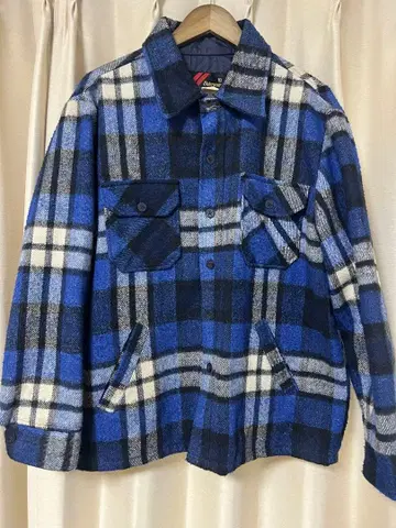 sears 빈티지 플란넬 자켓 파랑 검정 흰색 그레이 검사) 마치친스트 베르베르진