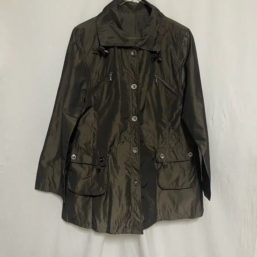 RUE DE BAC 브라운 글로시 멀티포켓 필드 재킷
